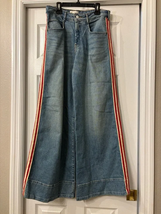 Pilcro Azura High Rise Wide Leg Track Stripe Jeans Size 27 - Picture 4 of 8